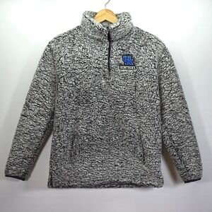 Kentucky Wildcats Pullover Mens M Gray Sherpa 1/4 Zip Fleece Top Basketball Logo